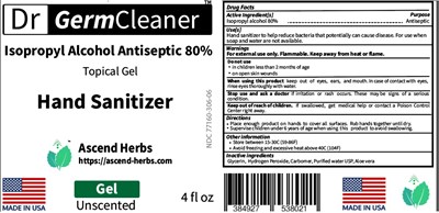 118.294ml Ndc 77160-306-06 (05   Fda 4oz Gel Bottle Unscented)